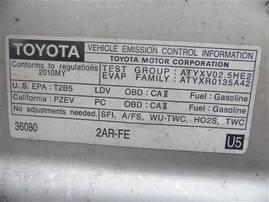 2010 Toyota Camry Le Silver 2.5L AT #Z21670